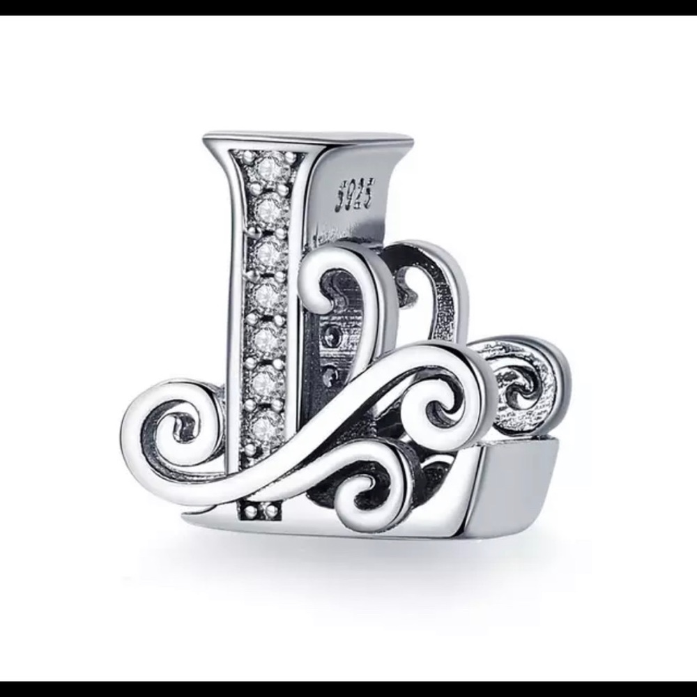 COPY - Silver Shiny 26 letter beads fit Pandora Charm Silver 925